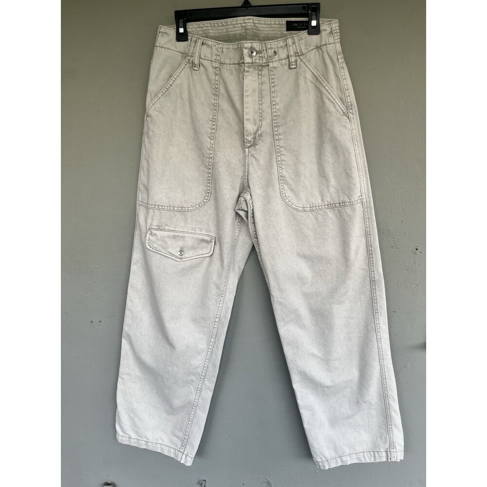 Rag & Bone Carpenter Pants 30 Gray Wash Utility Patch Cargo Pockets Work Gorpcor